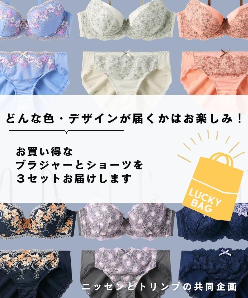 Innerwear Random Lucky Bra and Shorts Set Set [Nissen] Женский комплект, сумка, 3 предмета (Триумф) 3 шт (случайный) Ф95/4Л