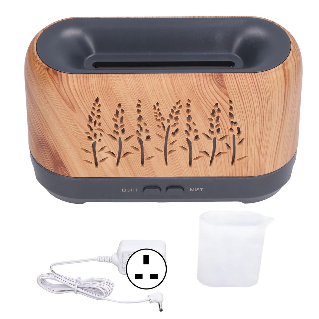 Humidifier 200ml Aroma Diffuser Wood Grain Flame Pattern Light Low Noise 100?240VUS Plug