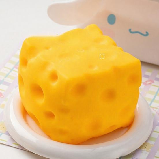 Игрушка-пищалка 'Сыр', небьющаяся, для снятия стресса, медленно поднимающаяся, сырный кубик, фиджет-игрушка, имитация еды, сжимающая, сенсорная игрушка