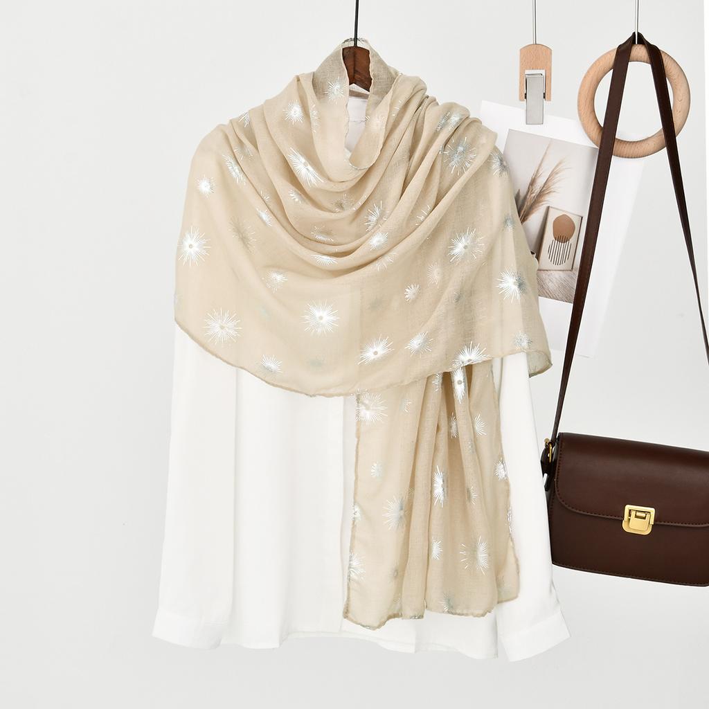 New Dandelion Silver Stainless Steamed Glitter Long Scarf Ins Style All-match Fashion Scarf Soft Breathable Shawl Headscarf