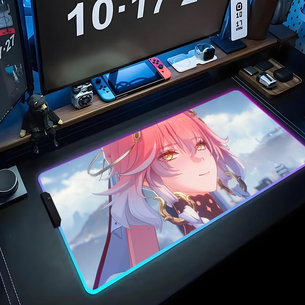 Chang li Коврик для мыши RGB Игровой коврик для мыши Большой светодиодный коврик Настольный коврик для ПК Светящийся коврик для мыши Большие коврики для клавиатуры Настольный ковер с подсветкой