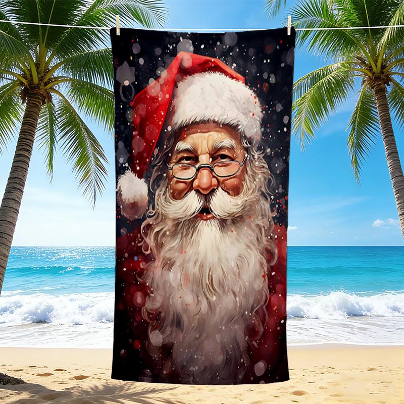 1Pc Santa Claus Christmas Beach Towel Quick Dry Multiuse For Beach Pool Gym Yoga Home Travel Christmas Halloween Xmas Gift S147