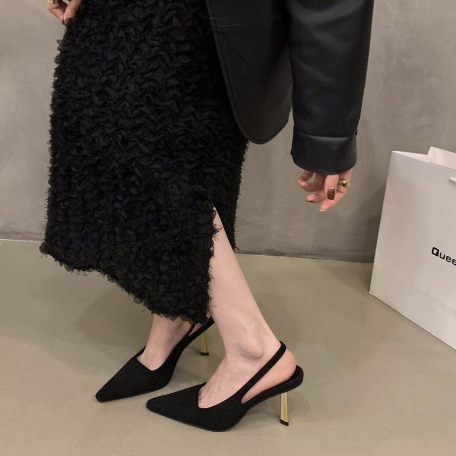 Нишевые высококачественные французские босоножки-мешки, туфли-феи 2025 года, коричневые туфли с острым носком на высоком каблуке