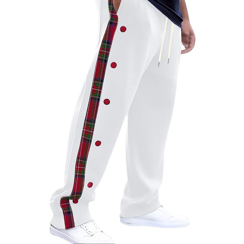 Повседневные спортивные штаны средней талии с карманами для мужчин, длинные брюки для отдыха с винтажным клетчатым принтом, мужские свободные брюки на шнурке, уличная одежда