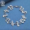925 Sterling Silver Music Symbol Chain Bracelet Jewelry