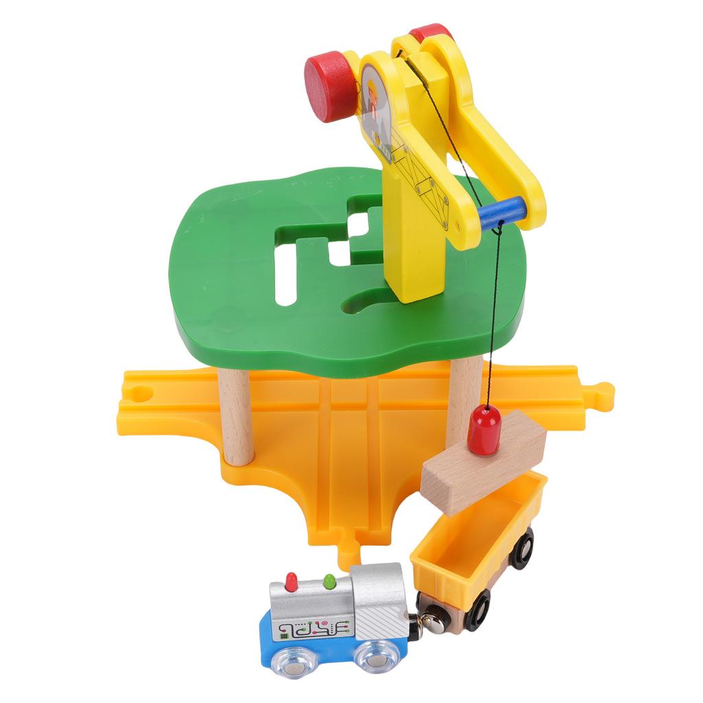 Деревянная железная дорога Игрушки Аксессуары Деревянный кран Игрушечная железная дорога Строительный набор железнодорожных путей для детей