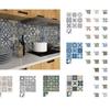10pcs Retro Classic Tile Stickers Self-Adhesive Glossy Surface Waterproof Kitchen Bathroom Wall Decoration Decals Removable Pvc
