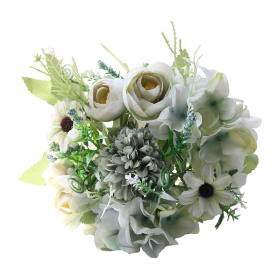 Artificial Flowers Bunch Realistic Faux Silk Flowers Long-Lasting Hydrangea Rose Fake Flowers for Vase Flower Arrangement Home Decor Wedding