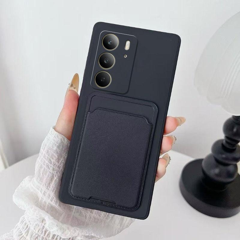 RealmeC75 Mobile Phone Case, Card Bag, Solid Color, Straight Edge Simple Knot, Soft Protective Cover, Matte Business Anti-drop All-inclusive.