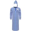 Mens Sissy Nightwear Striped Sleep Robe with Hat Long Sleeve Long Robe And Pompom Adjustable Sleep Hat Arabian Muslim Pajamas