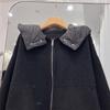 Petite Women's Loose Hooded Double-Faced Wool Cashmere Coat – Short Korean-Style Down & Wool Spliced Jacket  
