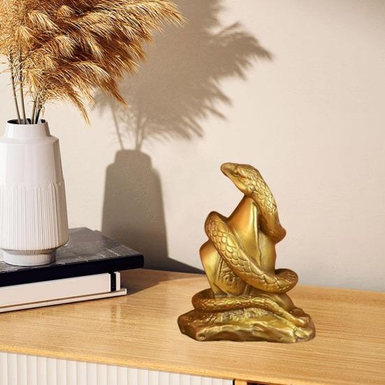 Украшение в виде змеи со знаком зодиака, статуэтка змеи из смолы, настольная статуя змеи, приносящей богатство и удачу, для китайского Нового года, домашнего офиса, декора