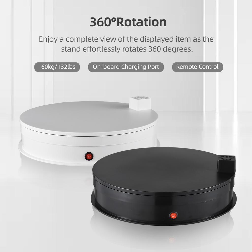 30cm Motorized Rotating Display Stand Rotating Turntable 60kg/132lbs Load Capacity 360 Degrees Rotatable