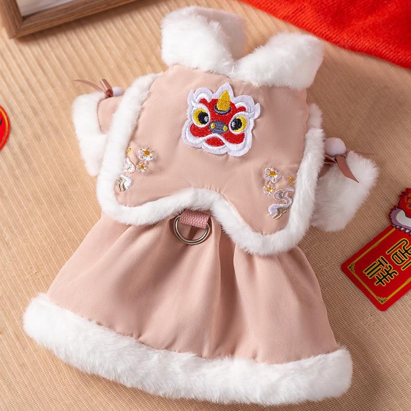 Pet Cat Dress Winter Chinese Style Qipao Costume Kitten Hairless Dog Small Animal Festival Outfit