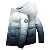Мужская градиентная зимняя куртка на белом утином пуху - Толстая, теплая, модная студенческая куртка с капюшоном