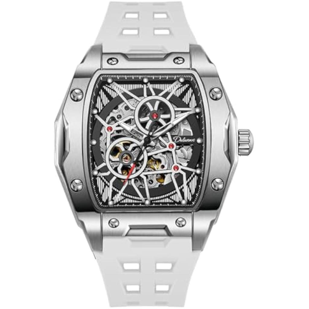 Dulunwe Мужские автоматические механические часы в форме винной бочки, роскошные светящиеся водонепроницаемые модные креативные крутые часы