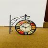 Double Sided Station Wall Clock Nautical Black Iron Dia Retro Double Sided Station Railway Wall Clock 25.4 Cm