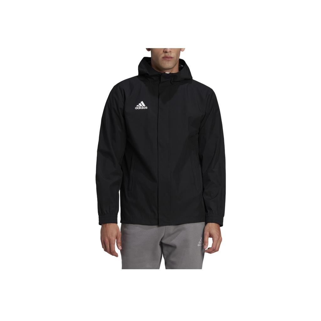 Adidas Мужская куртка Entrada 22 All-Weather Solid Color с капюшоном и длинными рукавами, черная HB0581