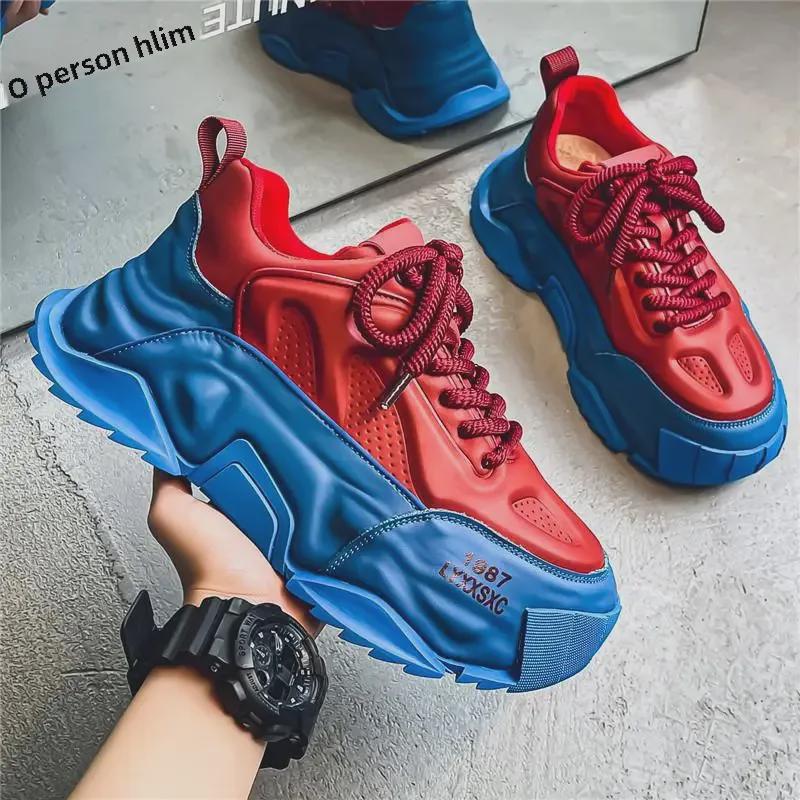 Men's Thick Sole Running Shoes - Breathable, Height-Boosting, Large Size for Autumn/Winter