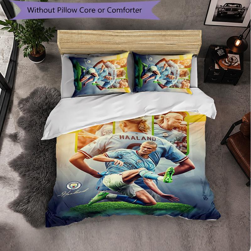 Erling Haaland Themed Bedding 3Pcs Duvet Cover Set Decorative Bed Linen For Teen Room Home Decoration