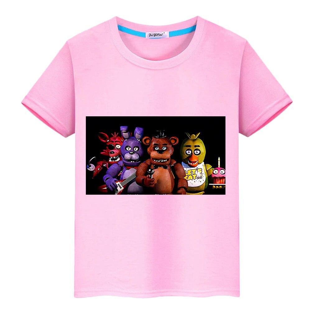 Футболка из 100% хлопка Bear Rabbit Game Kawaii, повседневные футболки с аниме для мальчиков y2k, цельные короткие топы с принтом FNAF, летняя детская одежда для девочек