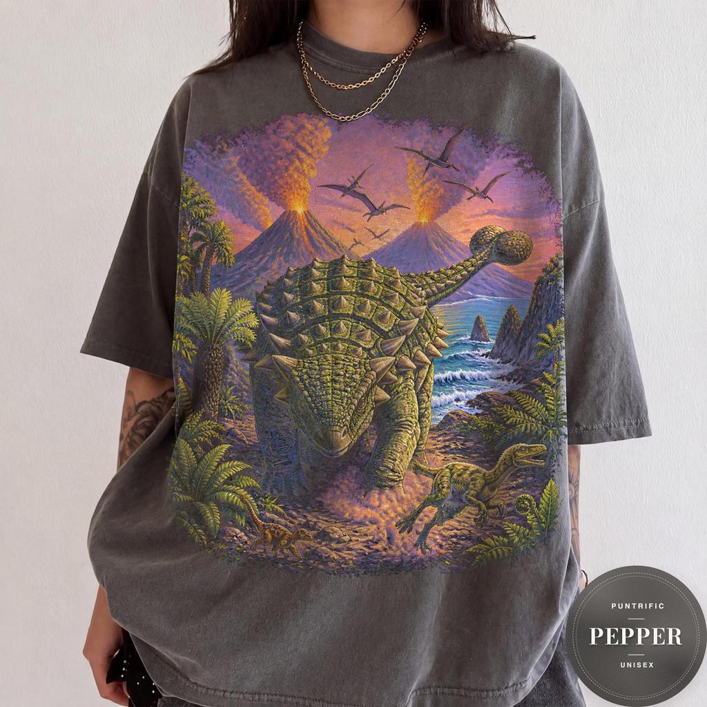 Vintage Ankylosaurus Graphic Tee, Retro Dinosaur T-Shirt, 90s Dino Shirt, Paleontology Shirt, Prehistoric Nature Tee, Dinosaur Lover Gift