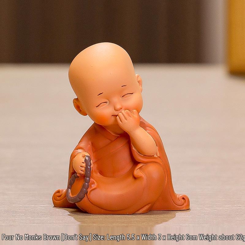 Милые фигурки маленьких монахов ручной работы из смолы для украшения рабочего стола