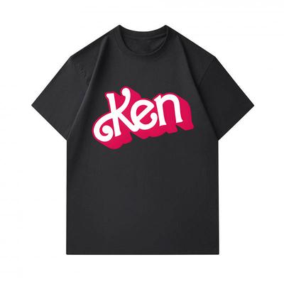 Men's 100% Cotton Crew Neck Short Sleeve T-Shirt, Casual Stylish Ken Letter Print Soft Breathable Regular Fit Tee for Daily Casual Wear Outdoor Street