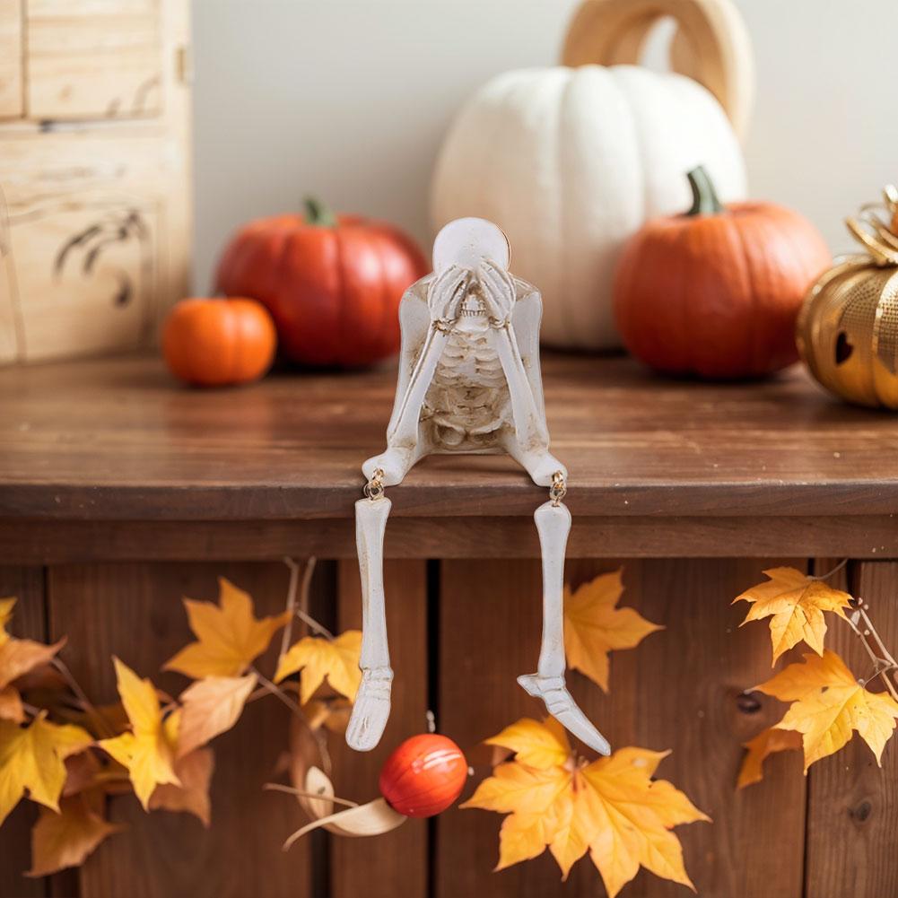 Реалистичные украшения в виде черепа Видеть Говорить Слышать Зло Скелетная фигурка Скелетная фигурка-полка Хэллоуин Готический домашний декор