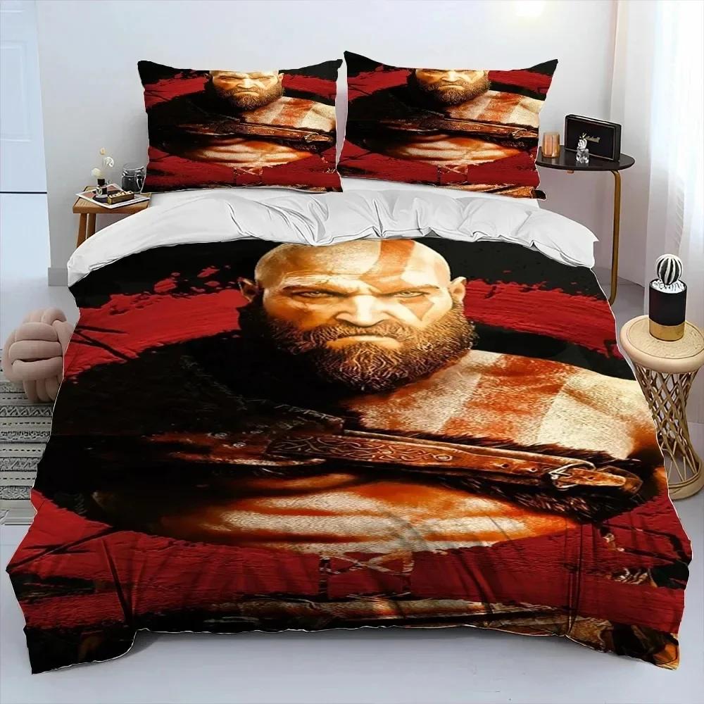 3D Игра God of War Геймеры Кратос Комплект постельного белья Печать С наволочкой Пододеяльник Мягкий Односпальный Двуспальный Queen Super King Size