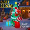 6.8FT Xmas Holiday Inflatable Yard Decor LED Christmas Tree Santa Elf Penguin Christmas Toy Supplies Home Decor Ornaments Gifts