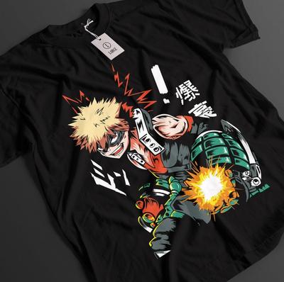 Футболка My Hero Academia, футболка с Бакуго, футболка с Деку и Каччаном, футболка Тодороки MHA, унисекс.