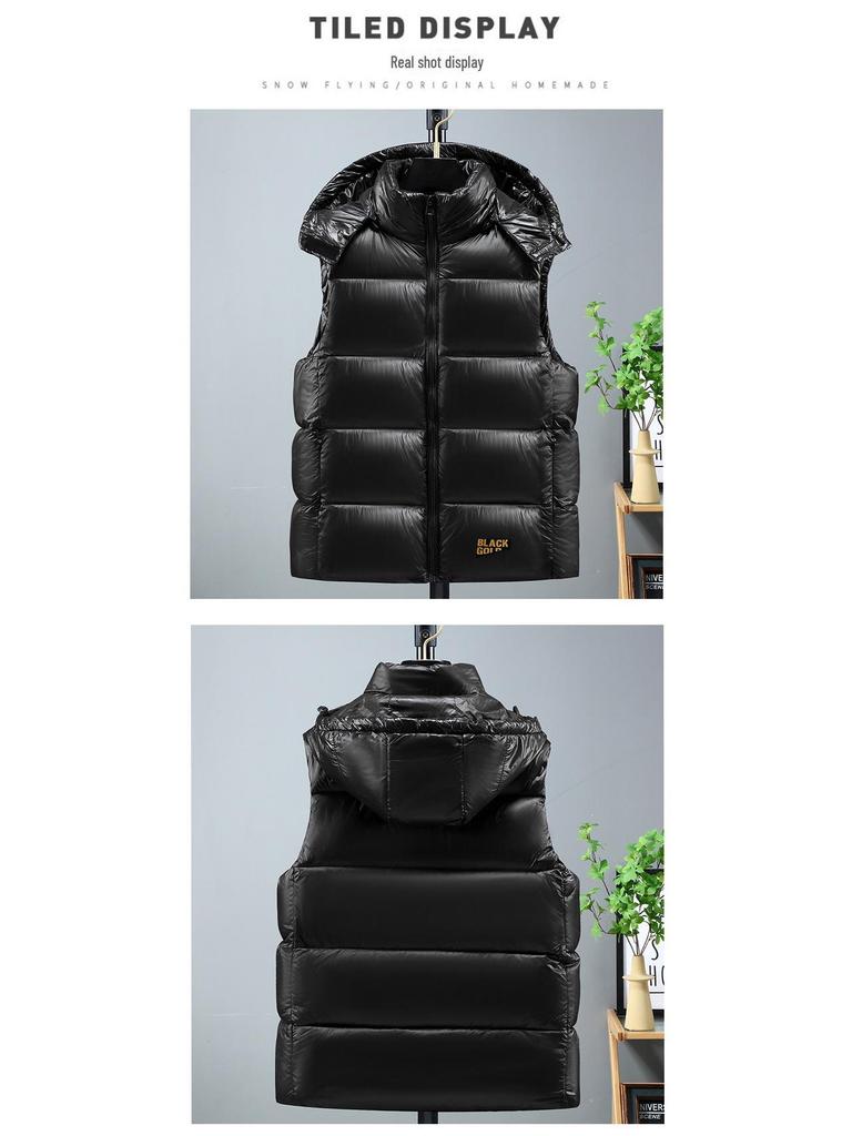 Унисекс 2024 Черный Золотой Пуховый Жилет: Повседневный, утолщенный, модный жилет