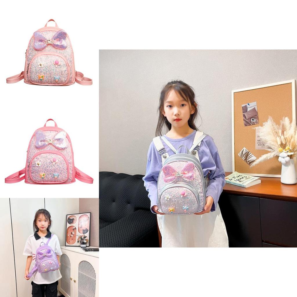 Baby Girl Backpack Pu Material With Glitter Sparkle For Preschool Kids