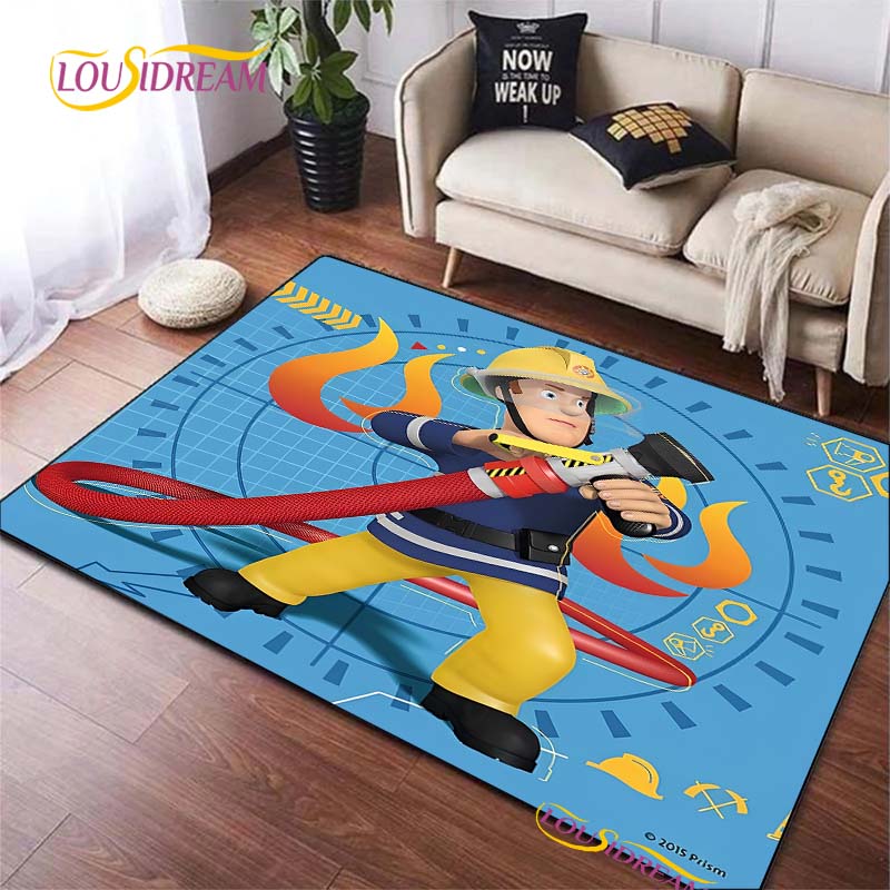 Fireman Sam British Classic Animated Carpet for Living Room Bedroom Area Rugs Kitchen Door Kids un-slip floor Mats birthday gift