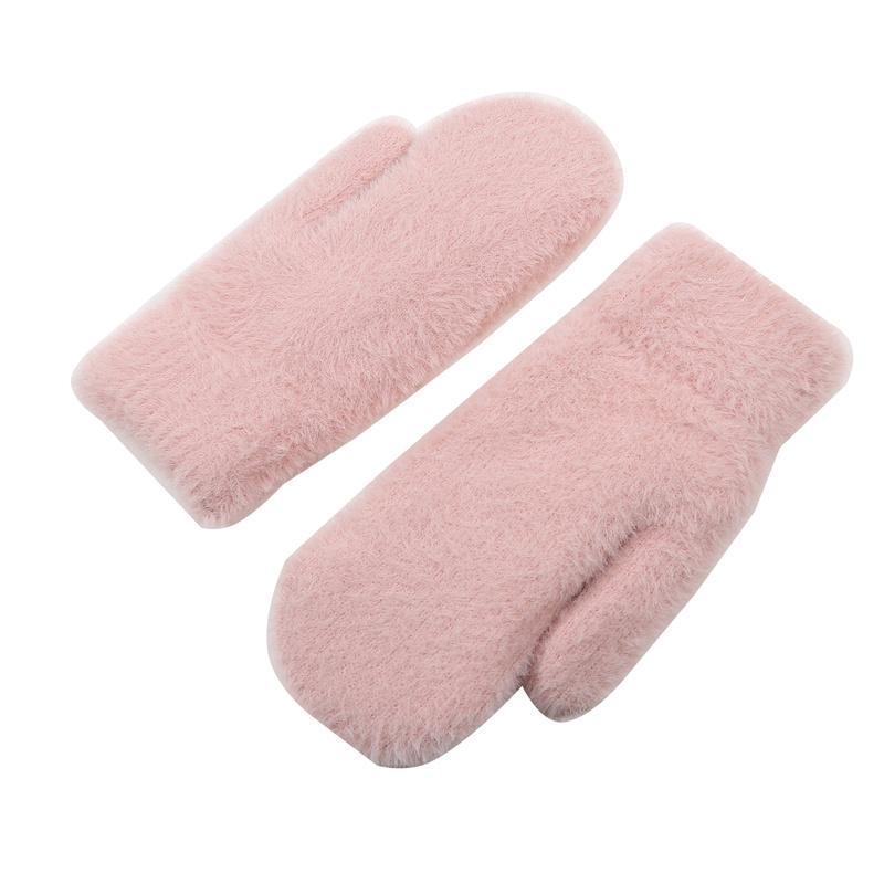 Женские зимние теплые кашемировые однотонные искусственные меховые норки эластичные мягкие варежки с полными пальцами милые перчатки для девочек