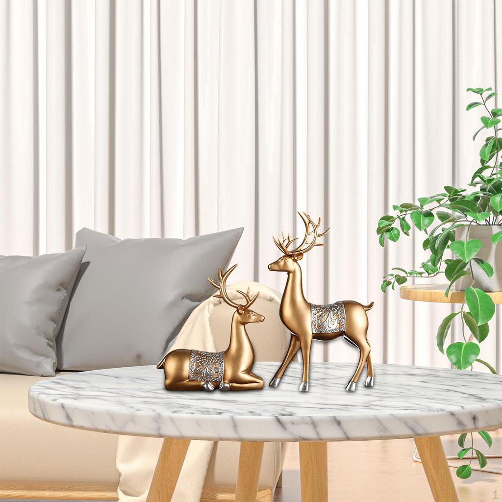 2 оленя Статуэтки Скульптуры Поделки Фигурки из смолы Декор Любовные фигурки Украшения для офиса Дома
