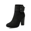 Size 32-43 Girls Boots Women High Heel Ankle Boots Fashion Suede Belt Buckle Round Head Winter Zipper Boots Female Party Shoes
