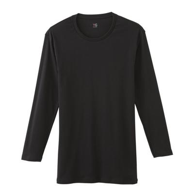 YV0011N Мужская футболка с круглым вырезом, длинная, размер L, 100% хлопок, горловина, рукав, черный,
