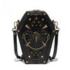 Trendy Black Girl Crossbody Coffin Bag Europunk Unisex Biker Bag Fashion Skull Head Ladies Shoulder Bag Rivet Decoration Sewing