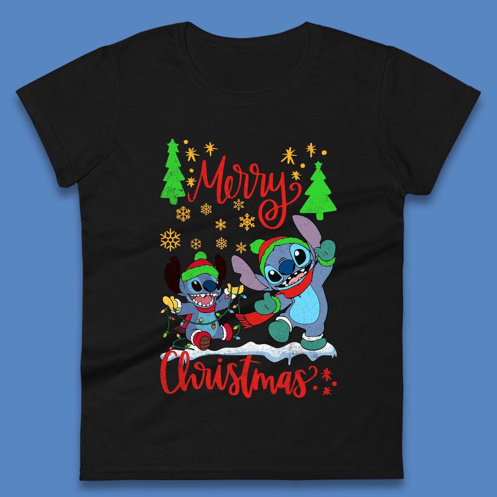 Рождественская футболка Stitch Squad Женские Топы Футболки Унисекс