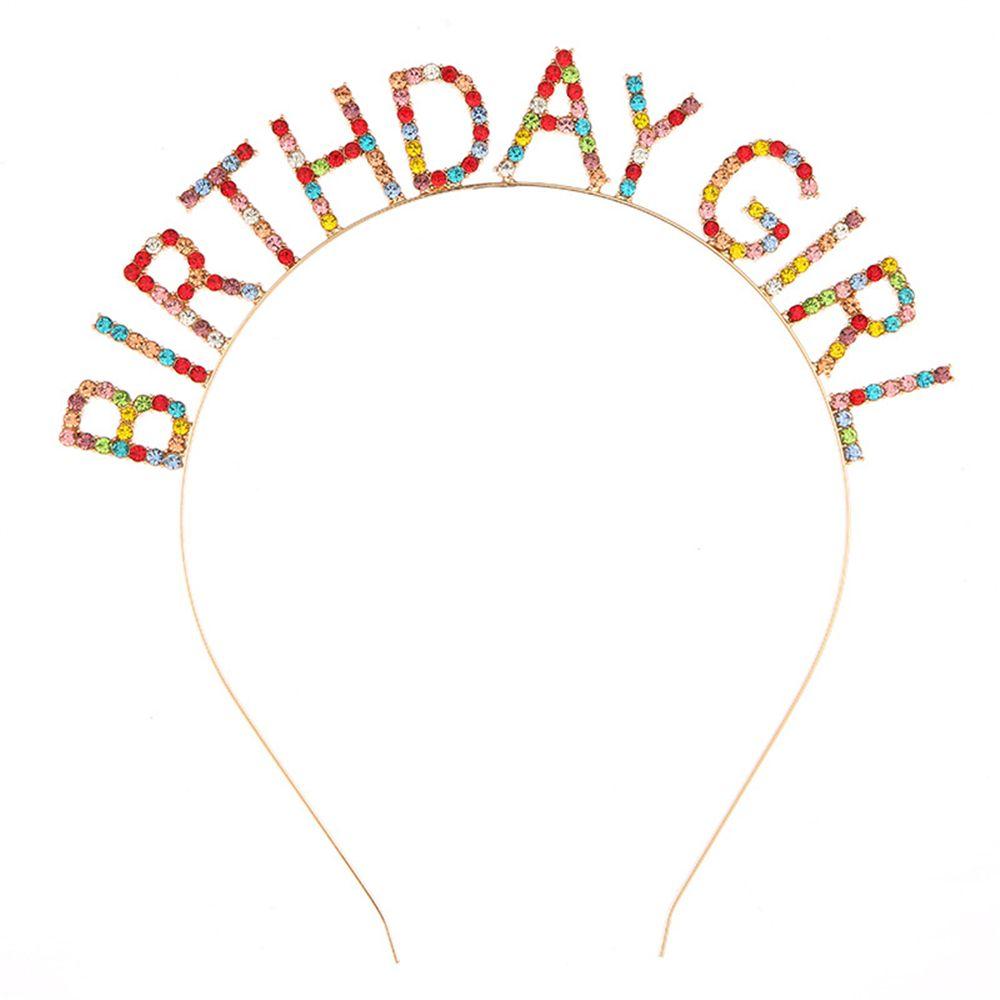 Fashion Rhinestone Metal Alloy Birthday Party Tiara Birthday Girl Headband Hair Hoop Princess Crown