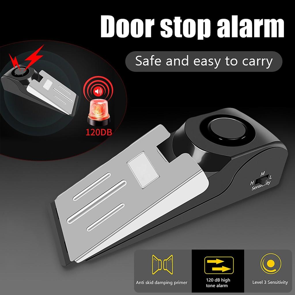 9v Door Alarm Portable Wireless Non slip Safety Wedge Alert Door Stopper Home Travel Security System