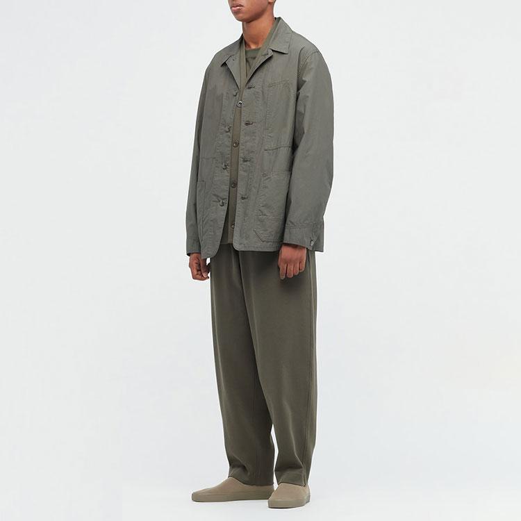 Uniqlo SS22 Однотонные Эластичные Ребристые Брюки-Морковка Повседневные Брюки Мужские Низ Оливковый 447529-56