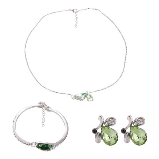 Бабочка горный хрусталь кулон ожерелье серьги-гвоздики браслет свадебный комплект ювелирных изделий