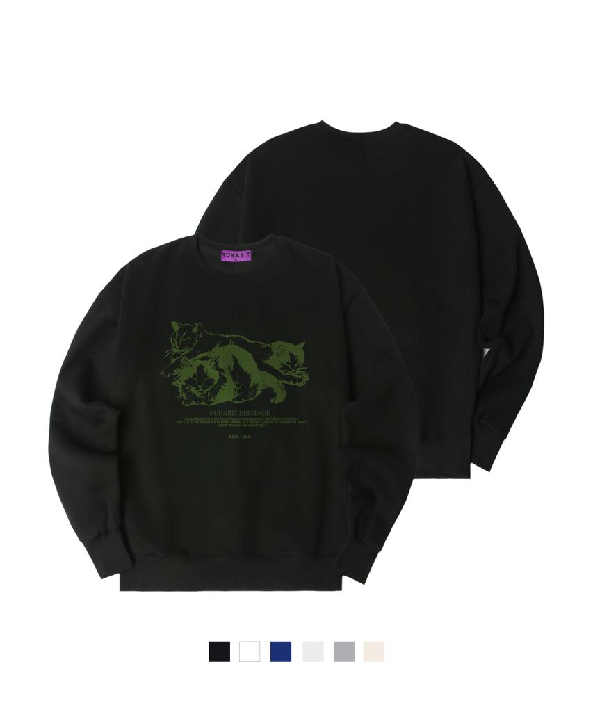 NUHABIT N/H Meow Oversized Fleece-Lined Sweatshirt (Som4-4Nh1293)