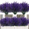 5PCS 7 Heads Faux Lavender UV Resistant Fake Flowers Reusable Artificial Lavender  Outdoor Garden