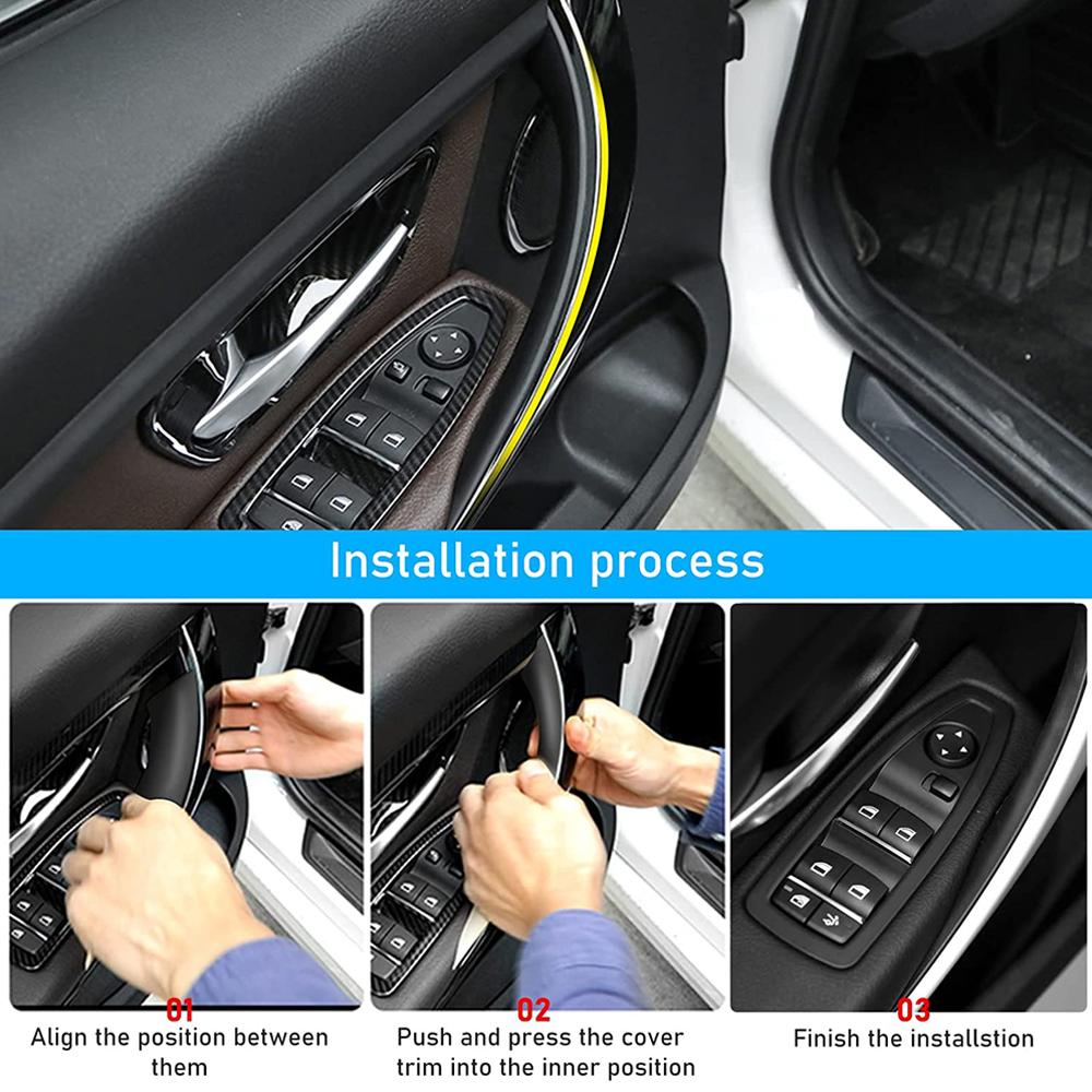 HUALIC 2pcs ABS Retrofit Interior Door Handle Pull Protective Cover For BMW 3 4 Series F30 F35 2012 2013 2014 2015 2016