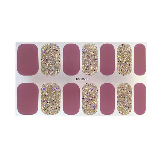 1 лист гелевых полосок для ногтей, не требующих УФ-лампы, легко наносятся и снимаются, самоклеящиеся наклейки для ногтей, долговечные, водостойкие, качественные, с блестками, однотонные, декоративные обертывания для ногтей
