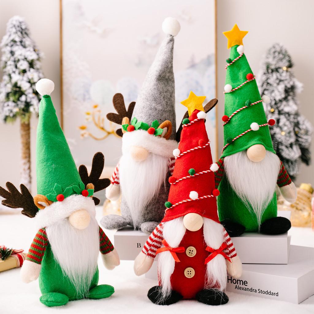 Очаровательное рождественское украшение: плюшевый гном с рогами и разноцветными шапками для праздничного настроения